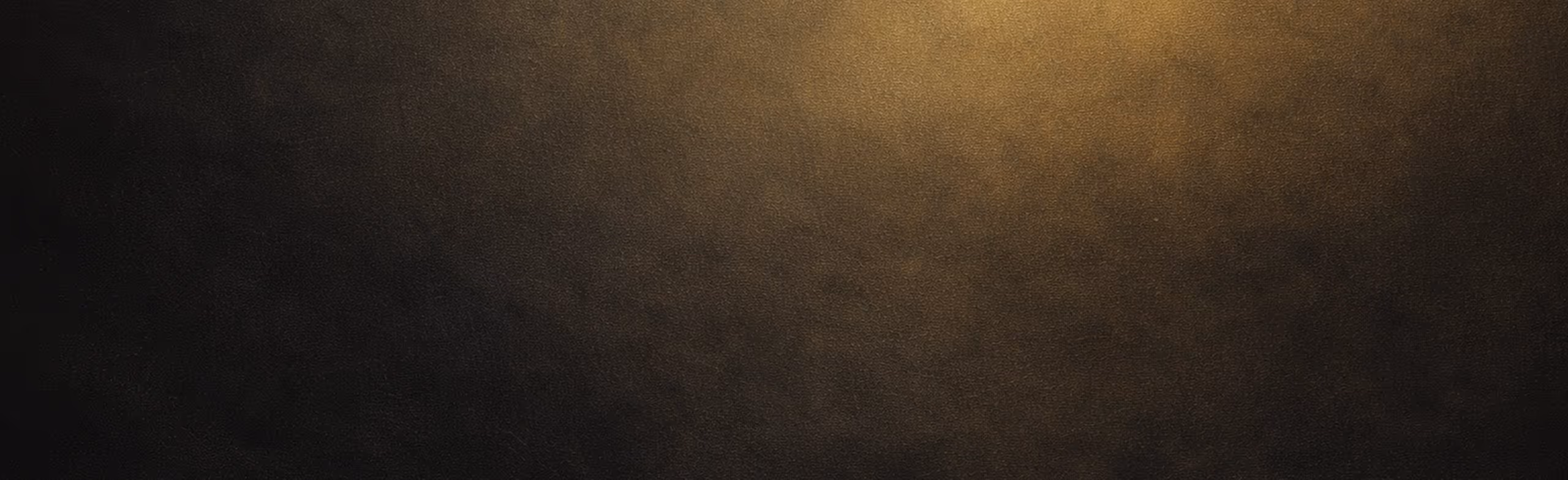 Dark textured background with a warm, soft gradient lighting from the top right corner.